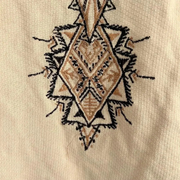 Free People Avalon Boatneck Embroidered Boho Crop Tribal Short Sleeve T-Shirt XS - Picture 6 of 12